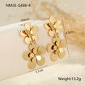 Women's stainless steel earrings with flower butterfly design in electroplated 18K gold colour