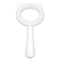 Blue and white double-sided pet grooming brush with ergonomic handle for cats and dogs