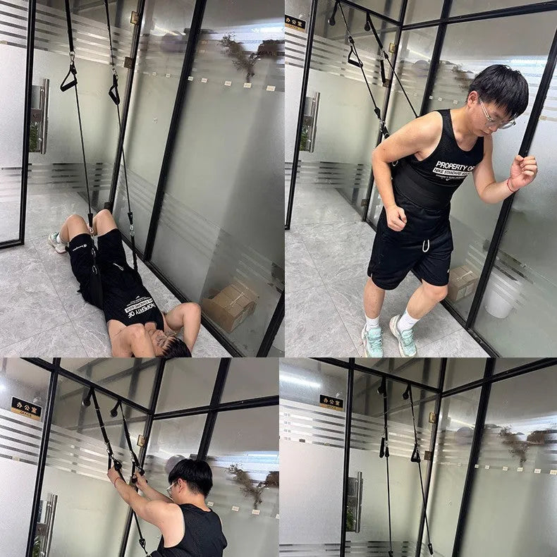 Black TPE 180 lb full suit elastic rehabilitation training household set with yoga fitness kit