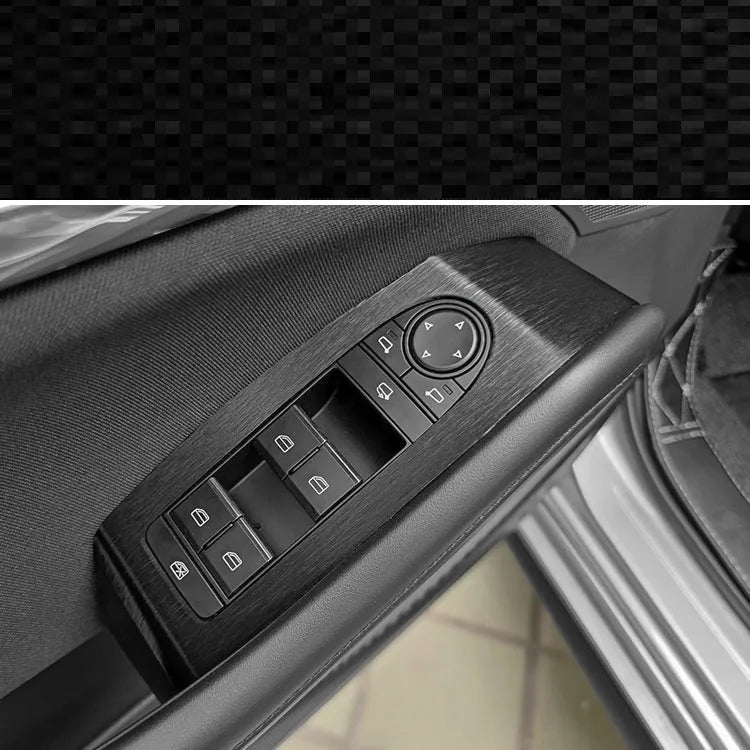 Car interior modification sticker kit for dashboard and centre console customisation with carbon fibre pattern