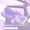 Purple and white mechanical keyboard and mouse gaming bundle with backlighting
