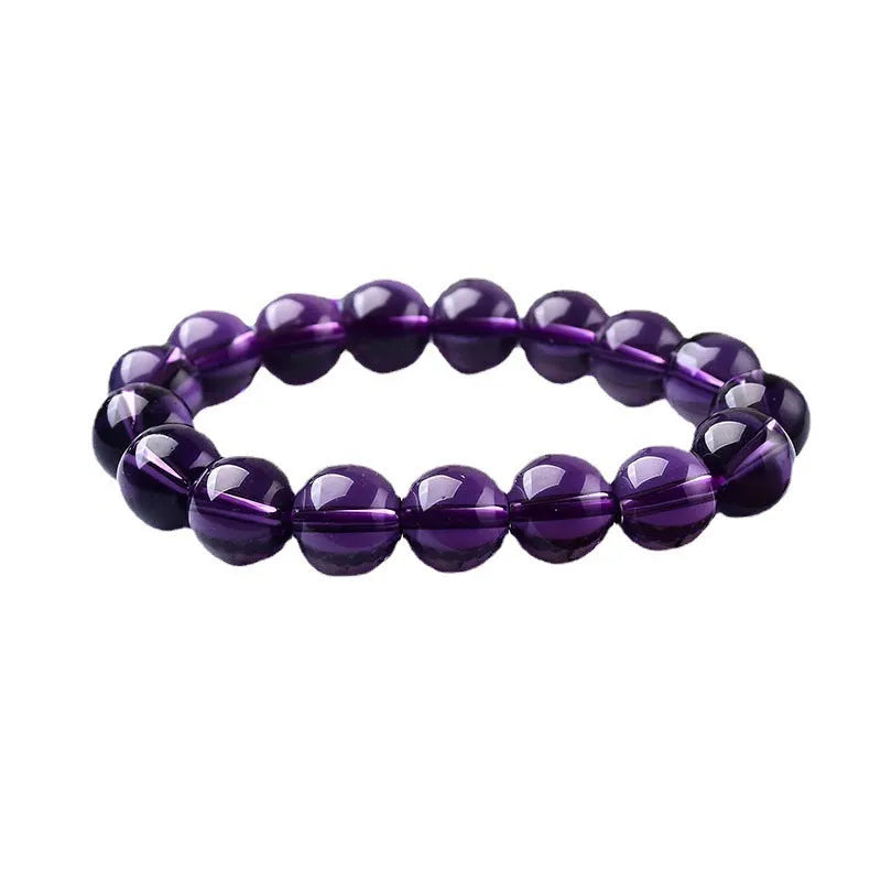 Female white crystal obsidian bracelet polished geometric glass beads 8mm to 14mm unisex