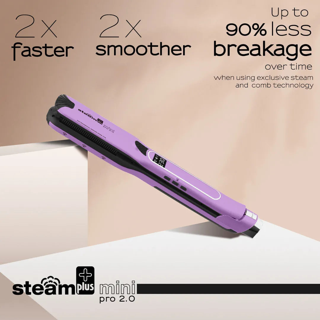 Mini steam splint spray hair straightener in champagne colour with dual styling functions