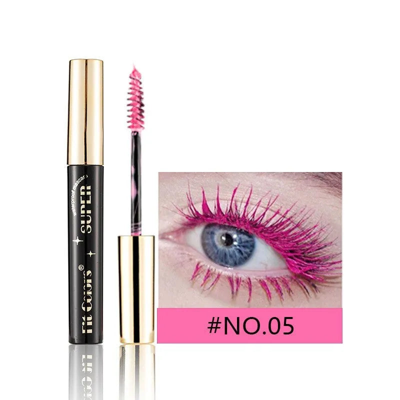 Colourful thick curl mascara in shades of gold, purple, blue and green mermaid for stage and event makeup.
