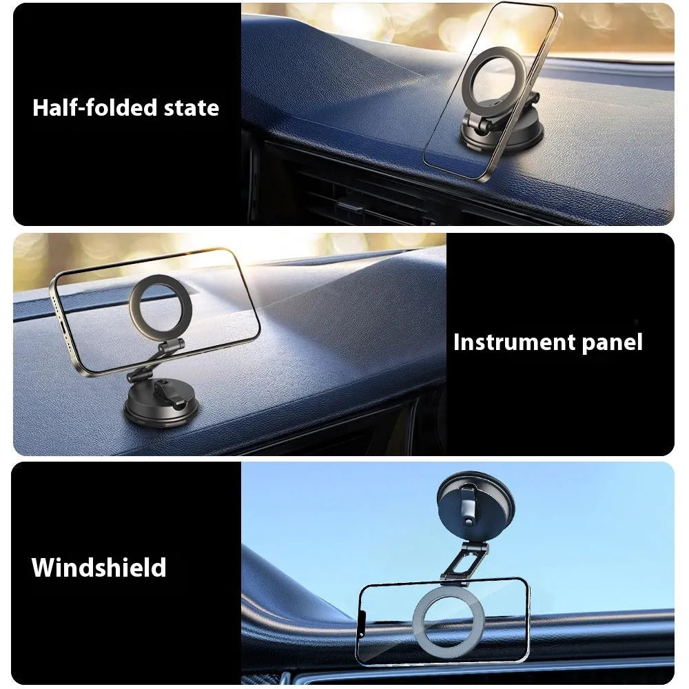 Black suction cup magnetic phone holder for car use, style H154, single mobile phone holder