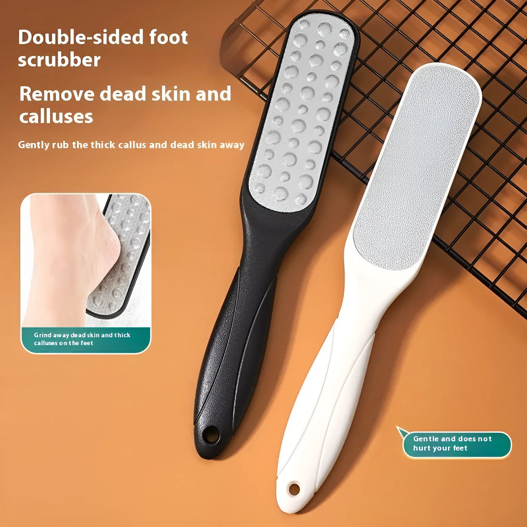Stainless steel double-sided foot grinder with sandpaper filing surfaces in OPP protective bag