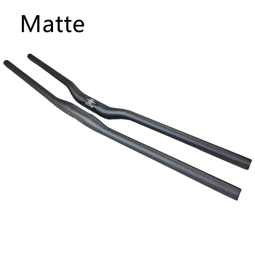 Full carbon fibre mountain bike handlebar, 31.8mm clamp, 580-760mm length, 3K matte or glossy finish, straight or swallow shape