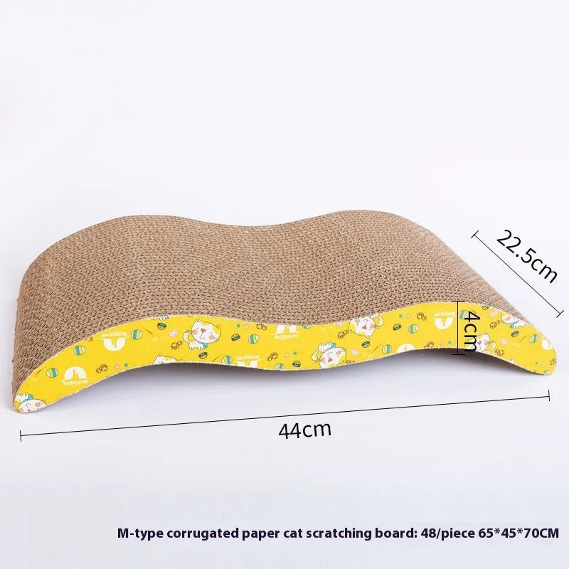 Leather-bound corrugated paper cat scratch board in multiple shape variations