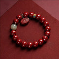Natural cinnabar Emperor Sandstone Ping An Fu Lu bracelet in 8mm and 10mm bead sizes