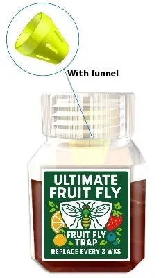 Bottle of bait liquid for a fruit fly trap, available in SK003 new and old standard variants.