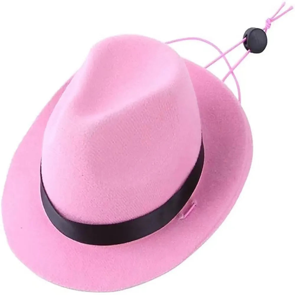 Small wool felt pet hat in S size with 155cm diameter and denim pattern