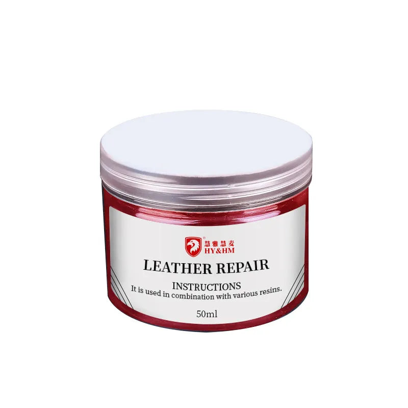 No-heat liquid leather and vinyl repair cream for car seats, sofas and coats, in nine colour options