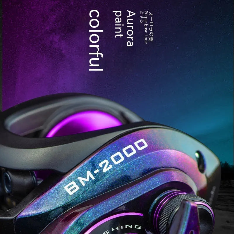BM2000 fishing wheel with magnetic brake system and water drop design in left and right-hand retrieve versions