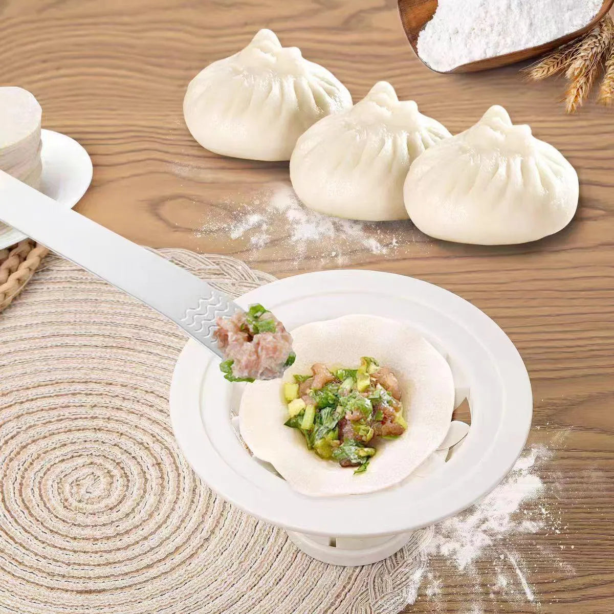 Set of four black Jinkali steamed bun and dumpling mould kitchen tools