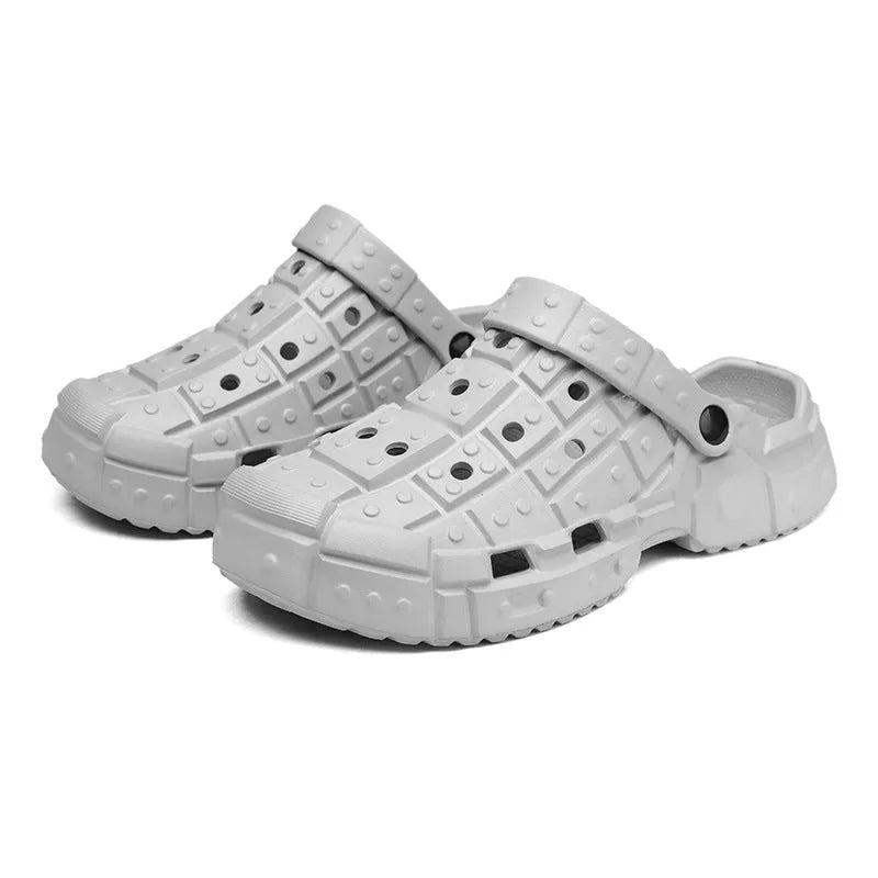 Men's simple EVA sandals in sand colour showing thick sole and toe holder design