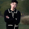 Black lapel zipper sweater coat, loose rabbit hair knit cardigan for men and women, long sleeve autumn winter style