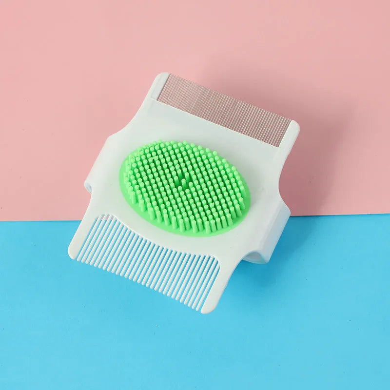 Blue and green ABS plastic multifunctional dog grooming comb for hair removal and massage