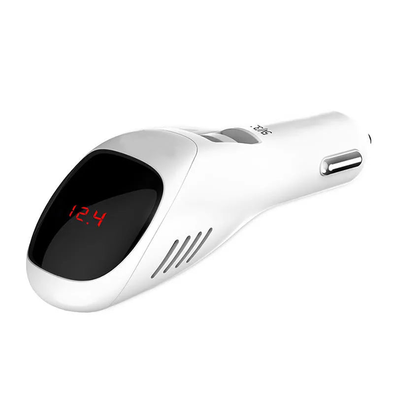 White car USB charger and negative ion air purifier for vehicle cigarette lighter sockets