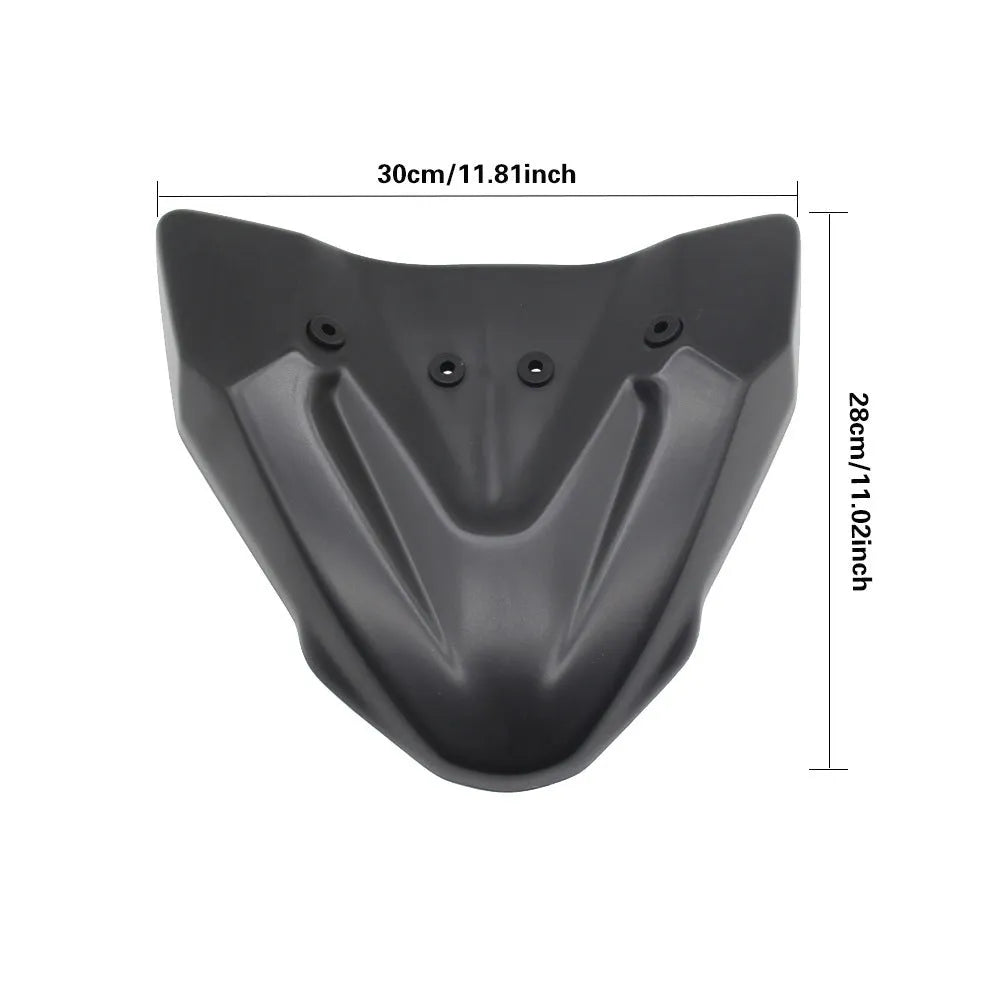 Black ABS plastic fixed wind front wing accessory for KTM 390 and 790 Adventure motorcycles.