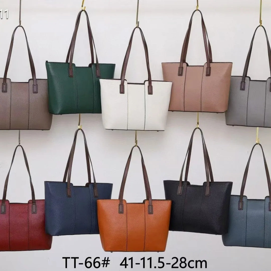 Genuine leather women's commuter shoulder bag in box-type design with large capacity and internal phone pocket