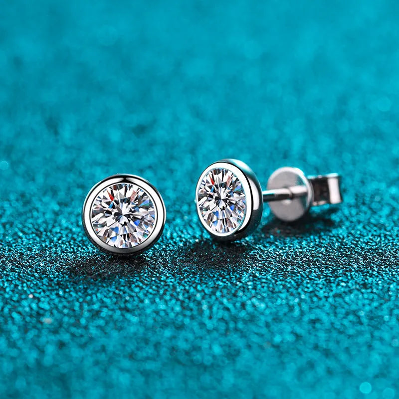 925 sterling silver Pt950 gold plated women's earrings with moissanite or zircon stones in geometric design