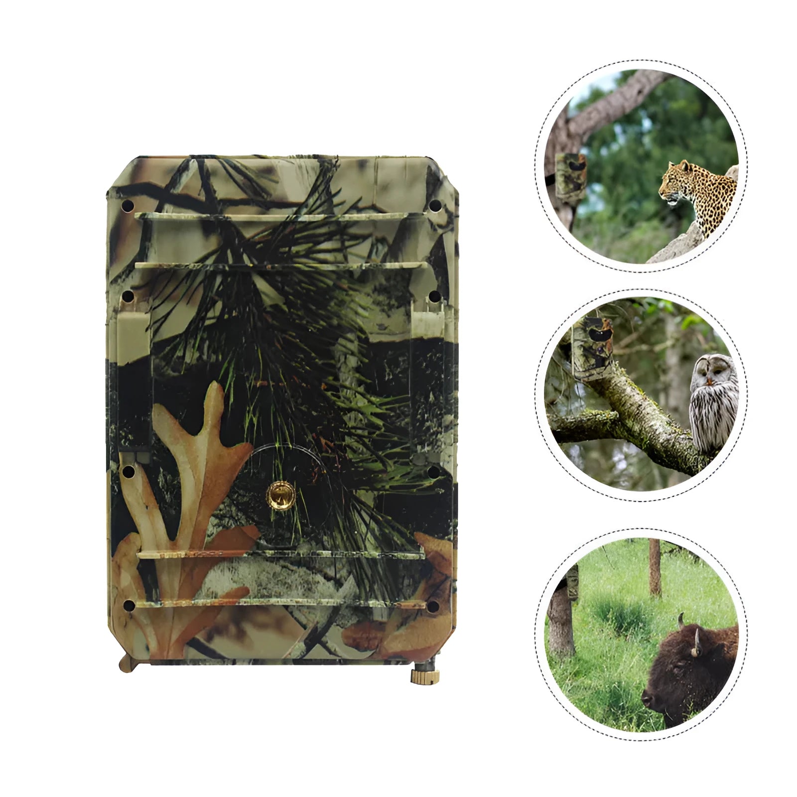 Yellow brown 16MP hunting game camera with infrared night vision for wildlife monitoring