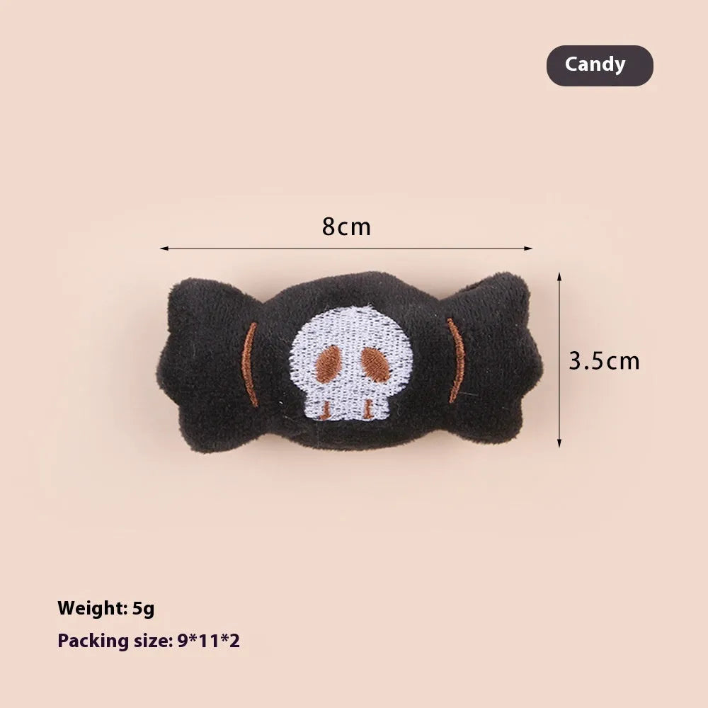 Small handheld cat teaser wand with plush candy design toy head for interactive play