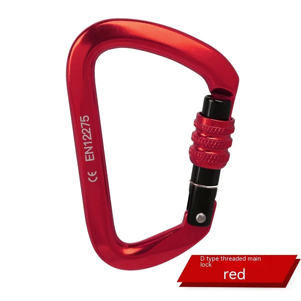 D-shaped steel climbing carabiner with automatic or screwgate lock in multiple colour options