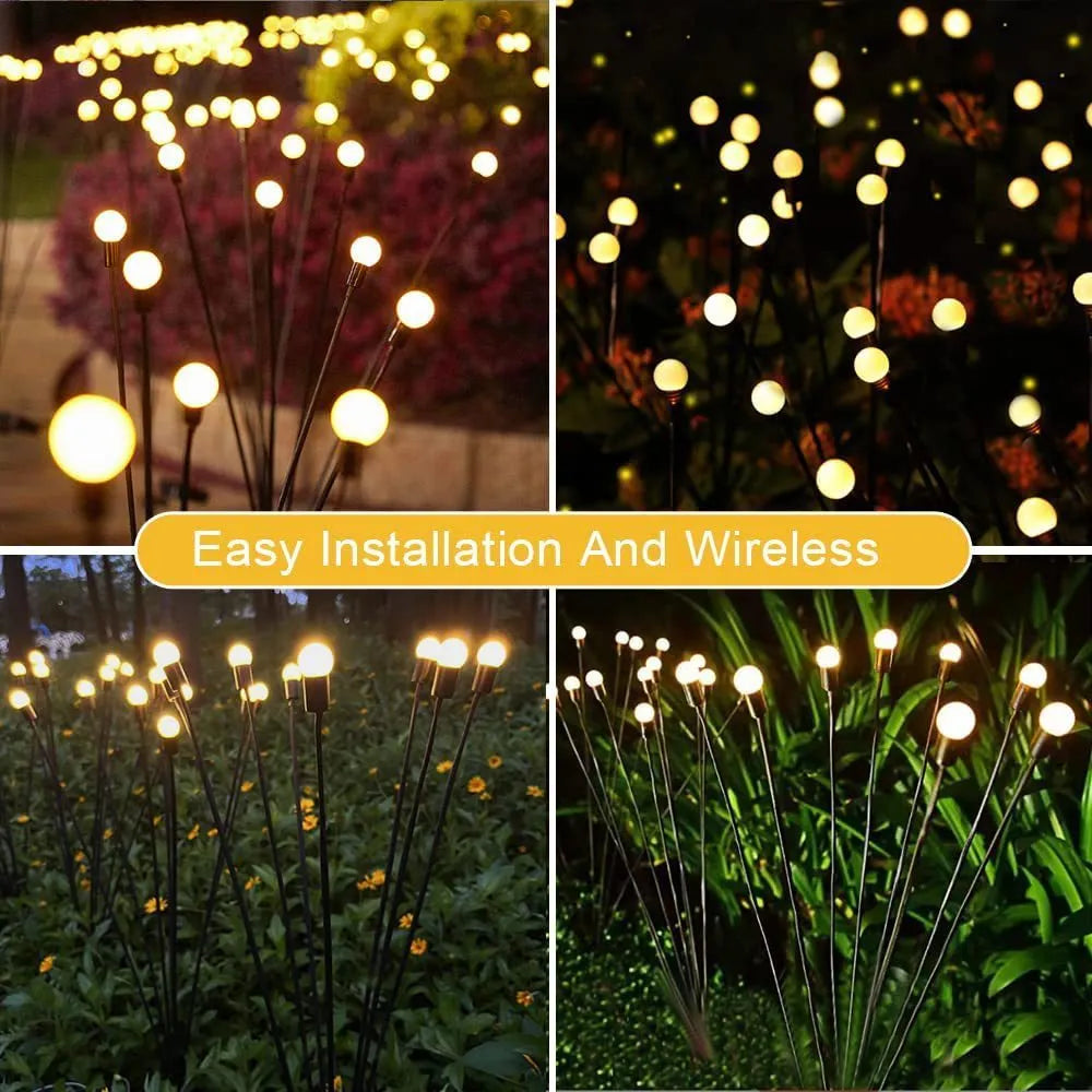 Solar-powered LED ground spike lamp with multiple light heads for garden pathway lighting