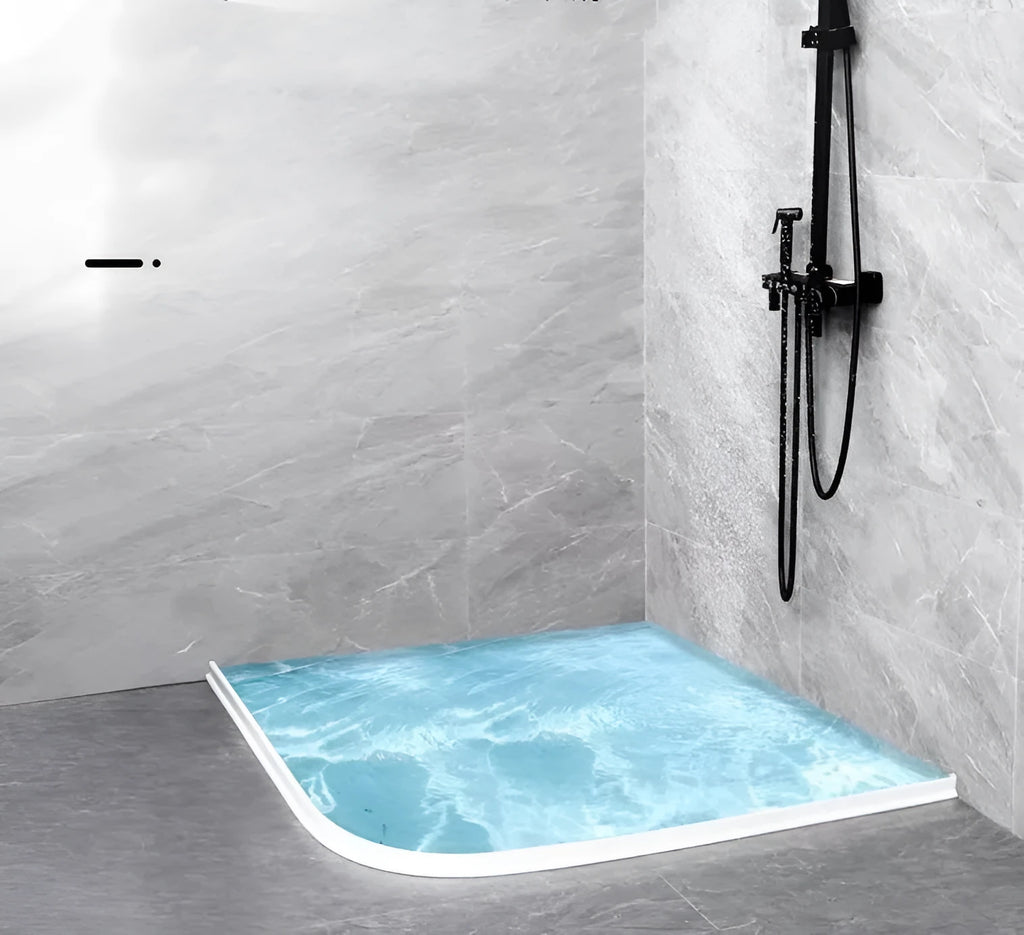 Flexible TPE bathroom water blocking strip in black, white or grey colour for shower floor water containment