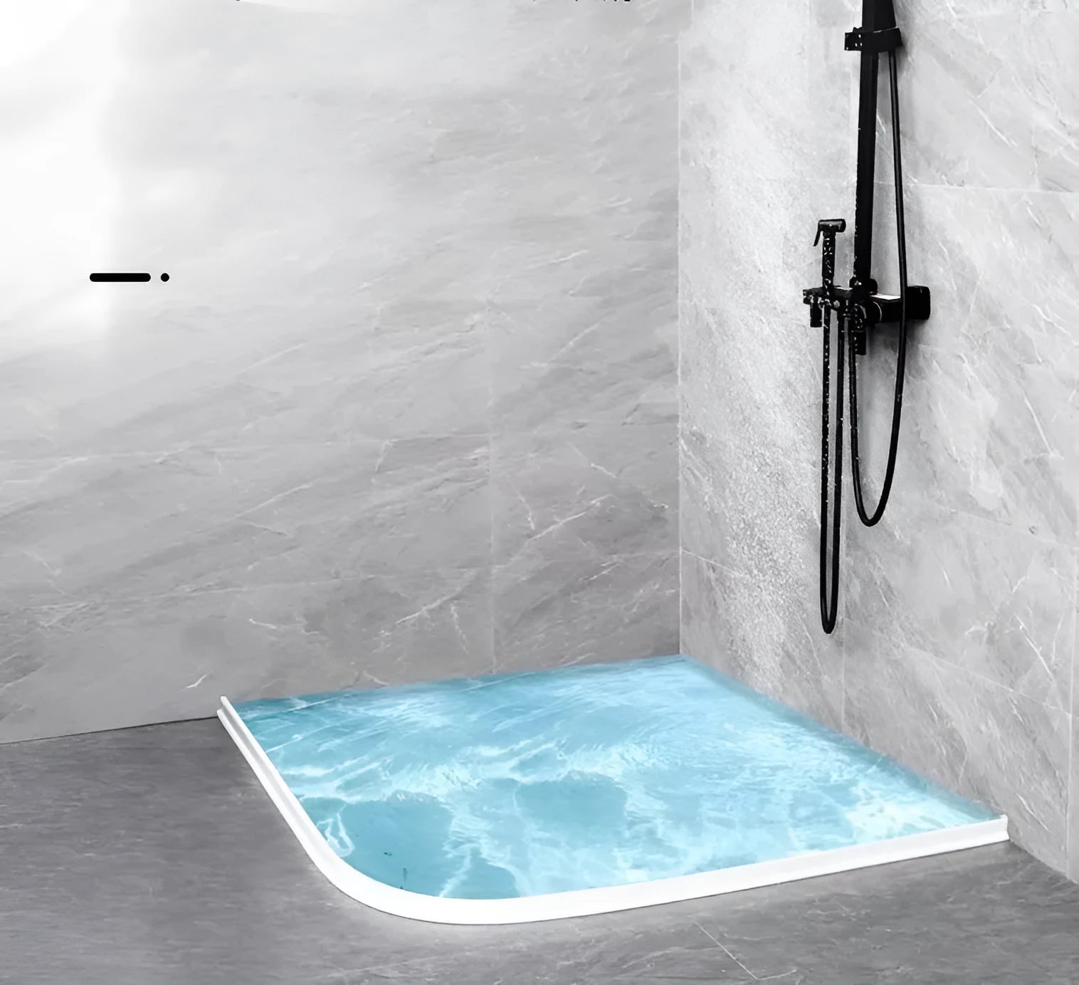 Flexible TPE bathroom water blocking strip in black, white or grey colour for shower floor water containment