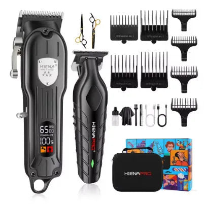 Black USB-powered cordless hair clipper set with LED display