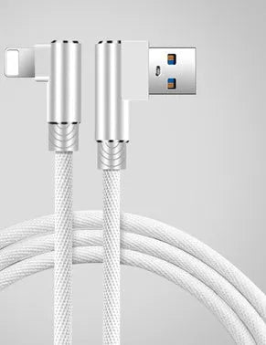 Double elbow fast charging USB data cable in black for mobile game charging, shown in 1M 2M 3M lengths