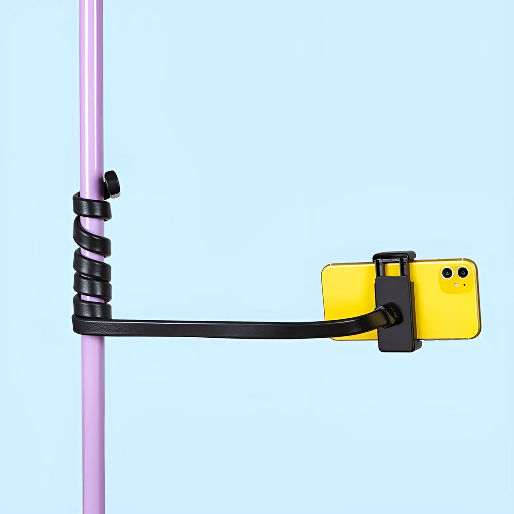 Flexible adjustable hose phone holder with silicone ABS aluminium construction for live broadcast mounting