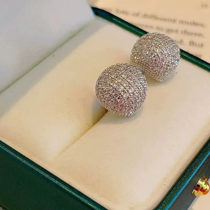 Little golden beans ear clip earrings with full diamond geometric droplet design