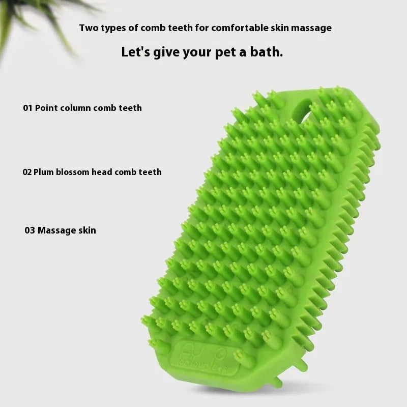 TPR pet bath massage comb for dogs in black – wet and dry hair removal brush with compact 7x2.9x12.1cm size