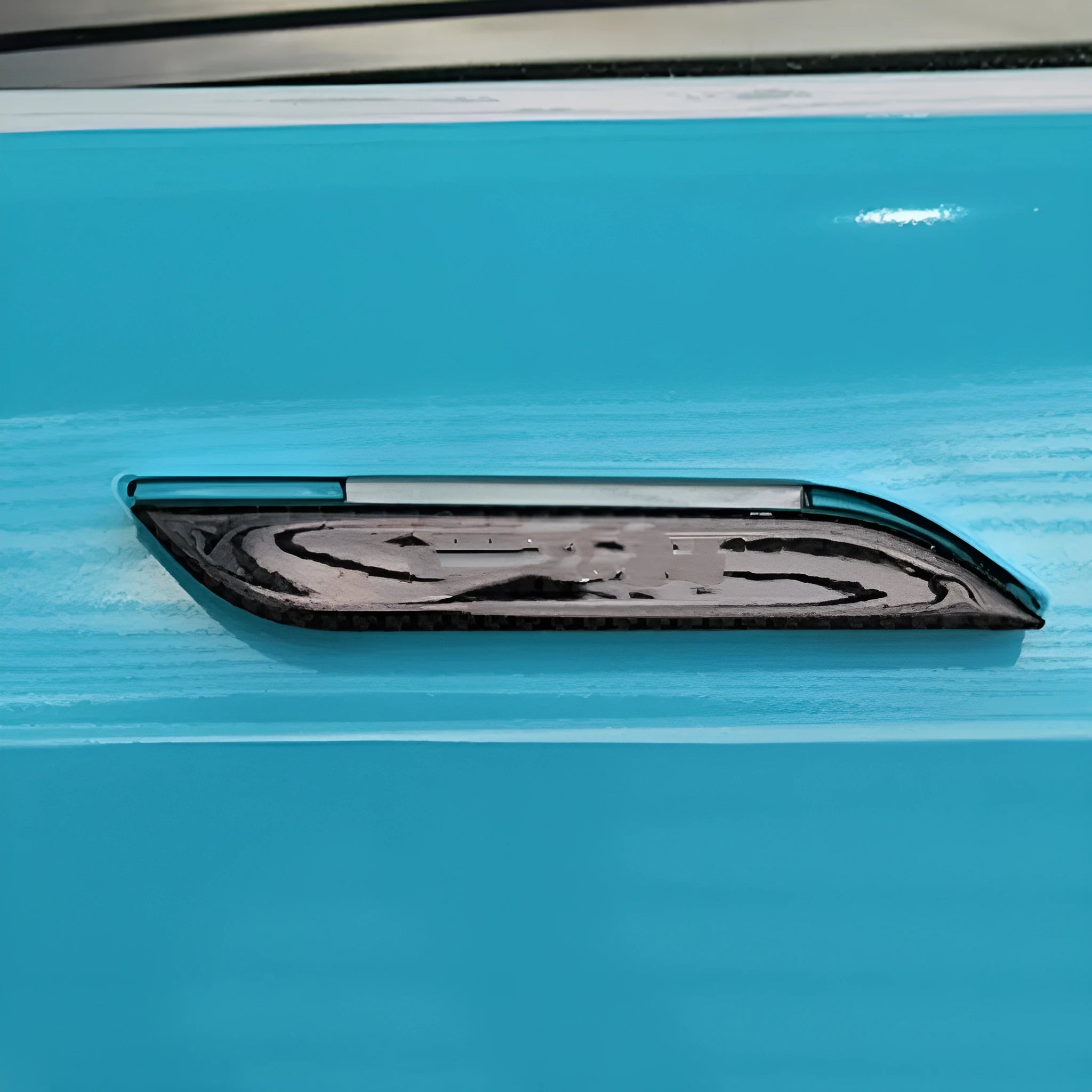 Tesla Model S carbon fibre door handle protection patches with textured drip pattern design