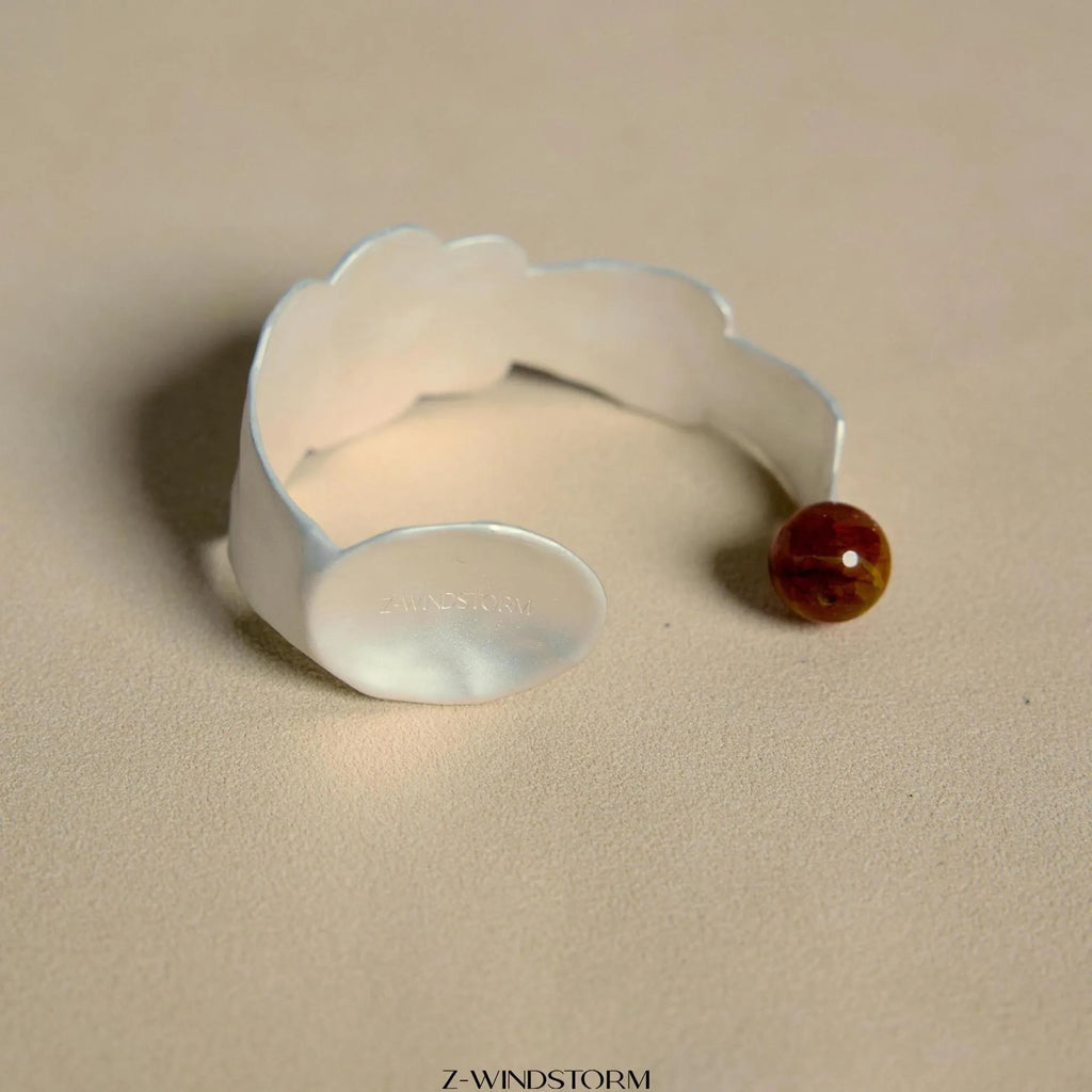 Small round spoon stewed pork themed alloy ring and bracelet set with electroplated silver-tone finish and diamond shape design