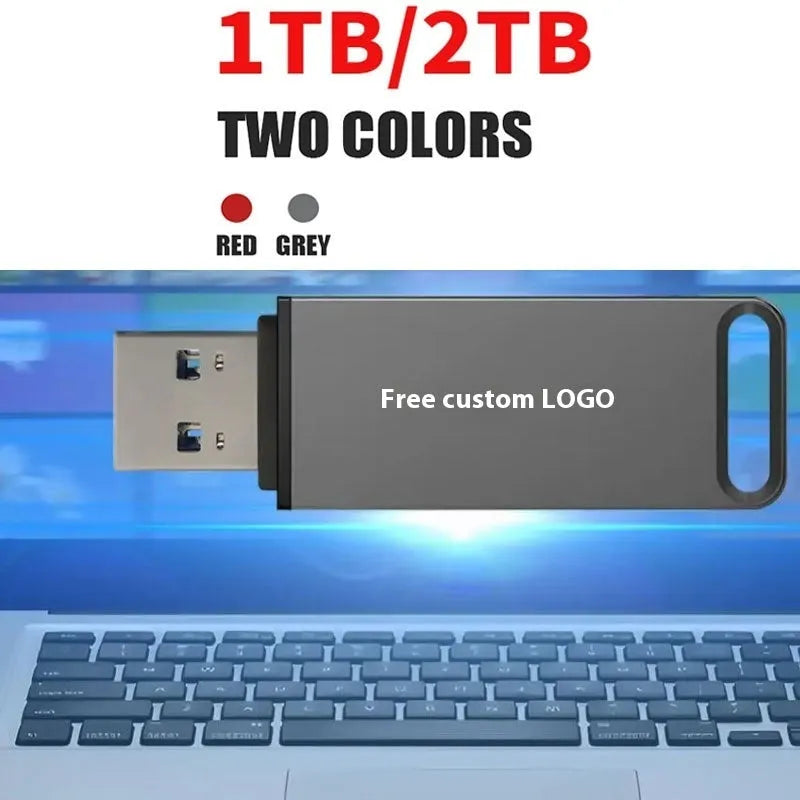 Custom metal USB flash drive in black, red, or silver with graphic customisation option