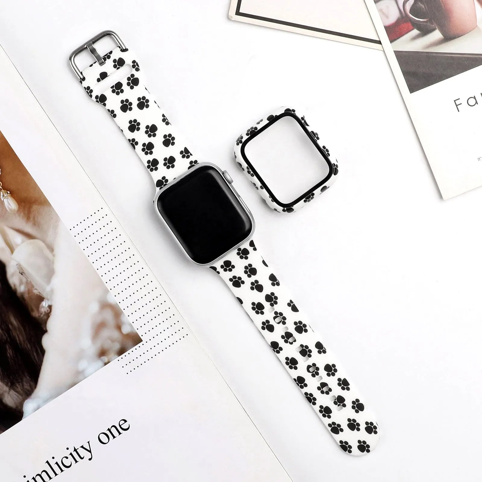 Printed pattern silicone replacement strap for Apple Watch in sizes 38mm 40mm 42mm 44mm