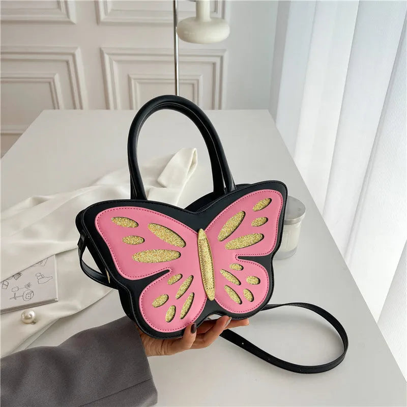 Square ladies' crossbody bag in PU leather with contrast colour detailing
