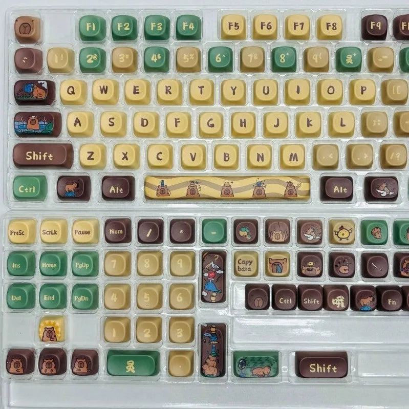 Capabala PBT mechanical keyboard keycaps set with 130 keys and girl anime MOA design