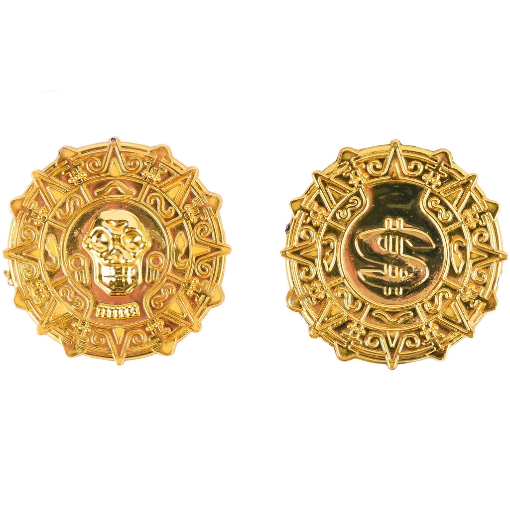 Plastic pirate gold coin toy, pointed style, 3.6cm x 0.2cm, pirate gold coin tip colour for Halloween dress up