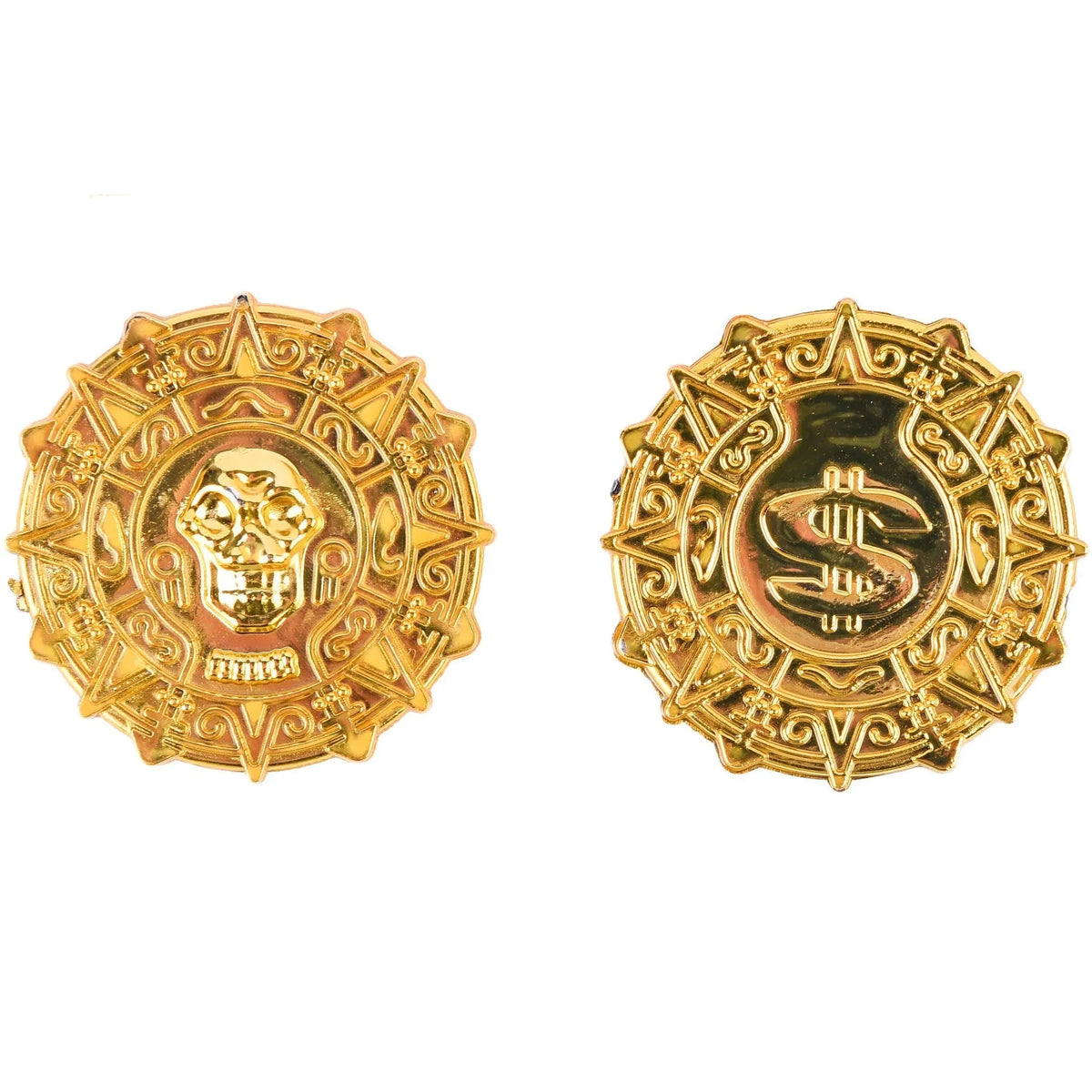 Plastic pirate gold coin toy, pointed style, 3.6cm x 0.2cm, pirate gold coin tip colour for Halloween dress up