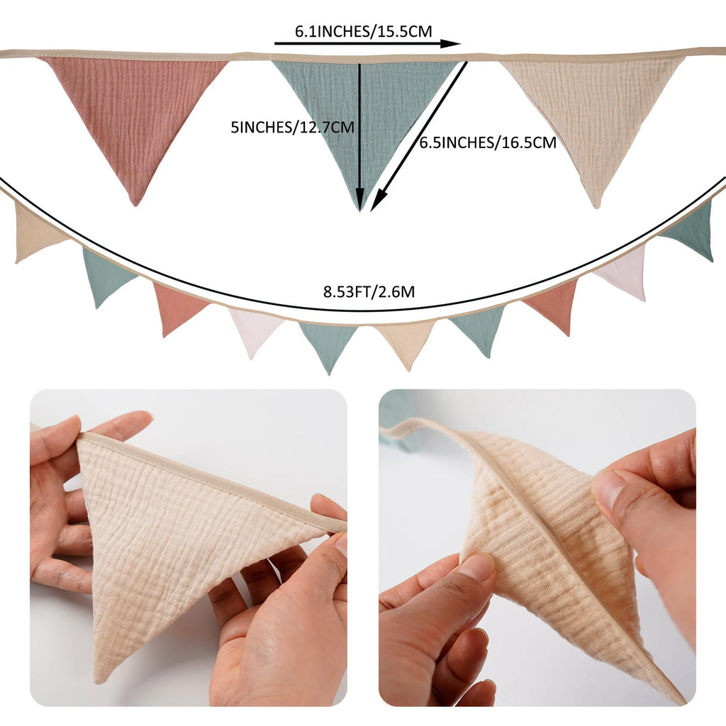 Double-layer cotton crepe pennant birthday party decoration flag in Tiffany Blue