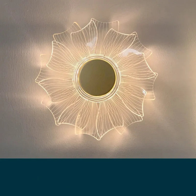 Petal acrylic LED wall lamp, 175mm, windmill light colour, trichromatic dimming, 220V home wall light.