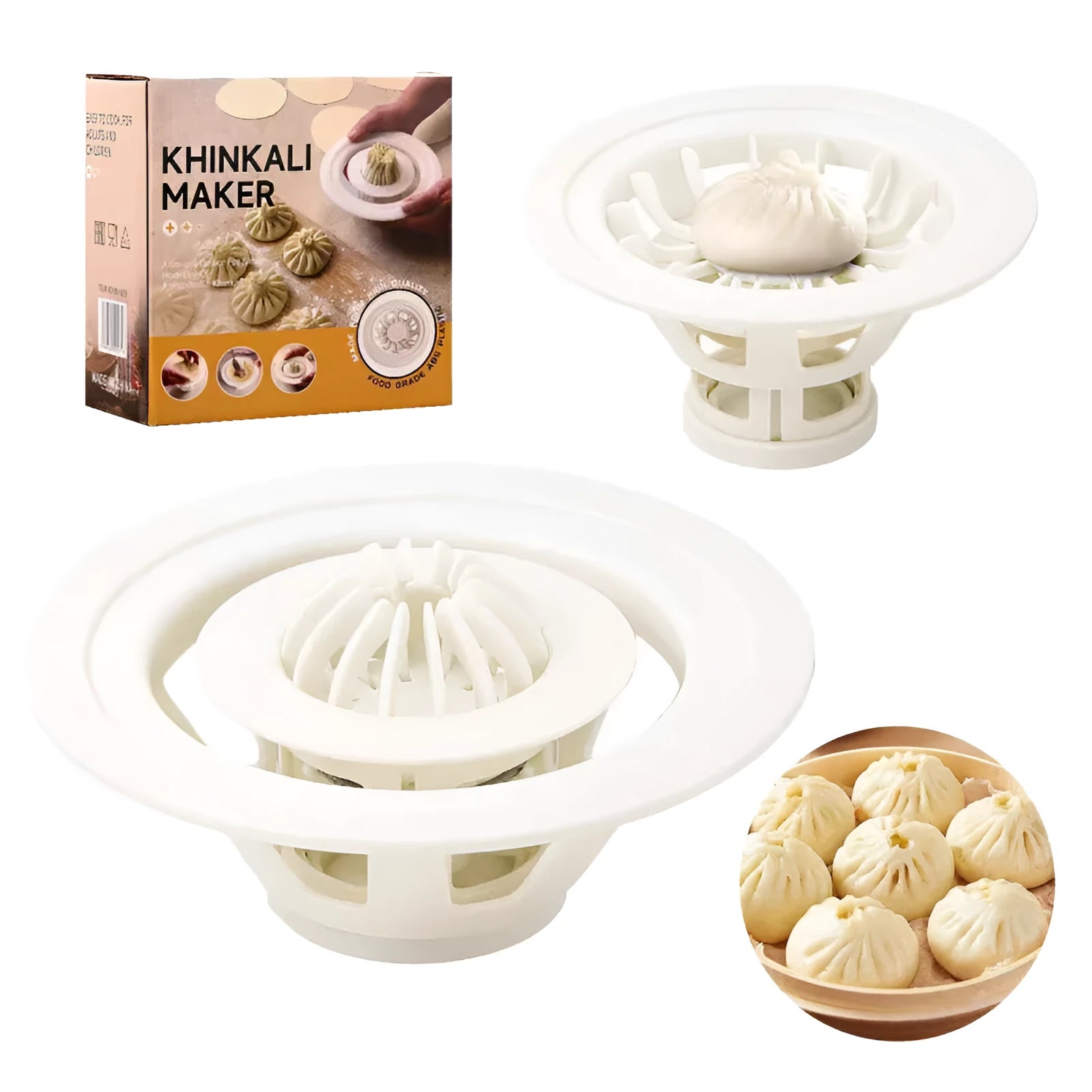 Set of four black Jinkali steamed bun and dumpling mould kitchen tools