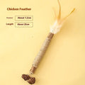 Polygonum wood cat teething rod with 2.2cm diameter and chicken feather attachment