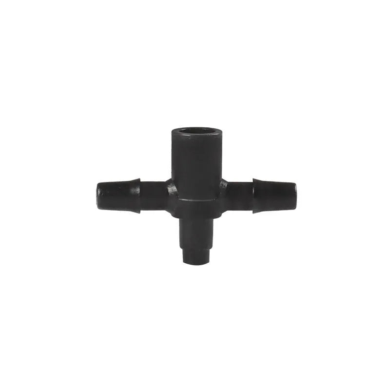 White plastic tee joint water distributor for micro irrigation systems