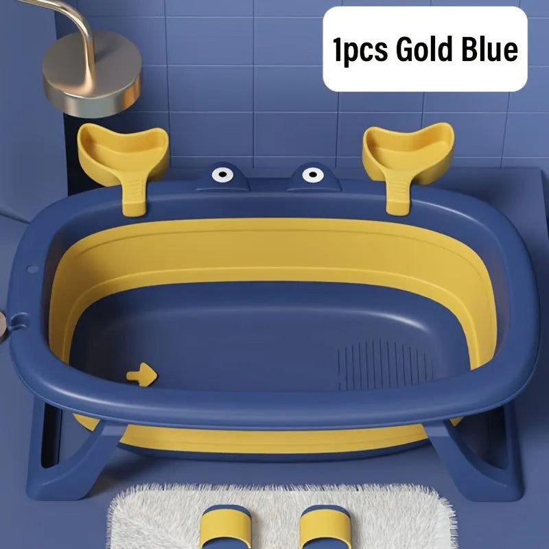 Blue foldable portable pet tub suitable for a small dog or cat.